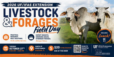 Featured event banner: 2026 UF/IFAS Extension Livestock & Forages Field Day